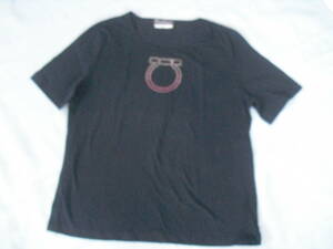  Salvatore * Ferragamo T-shirt XLita rear made ( cotton 100%) dark blue rhinestone 