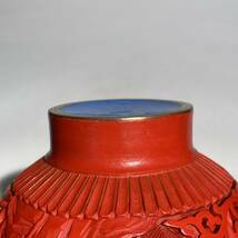 時代　堆朱　花瓶　/　時代物　中国美術　唐物　漆芸　木工芸　唐木　花器　花瓶　置物　.1952_画像5