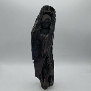  rare article era wooden . sound image purple ./ era thing Buddhist image Buddhist image sculpture karaki search : jpy empty . old .. interval faith ... remainder missing.2109