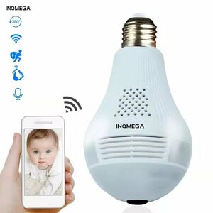 INQMEGA 360 times Led light 960/720p wireless panorama camera Home security Lan Cctv lamp lamp IP camera 