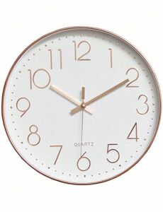 壁掛け時計 アナログ シンプル 掛け時計 静音 北欧風 白 インテリア ピンクゴールド オシャレ ウォールクロック