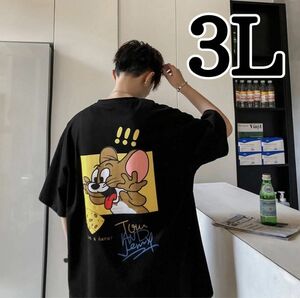 トムとジェリー Tシャツ 半袖 XXL 黒 アメコミ ストリート 韓国 人気