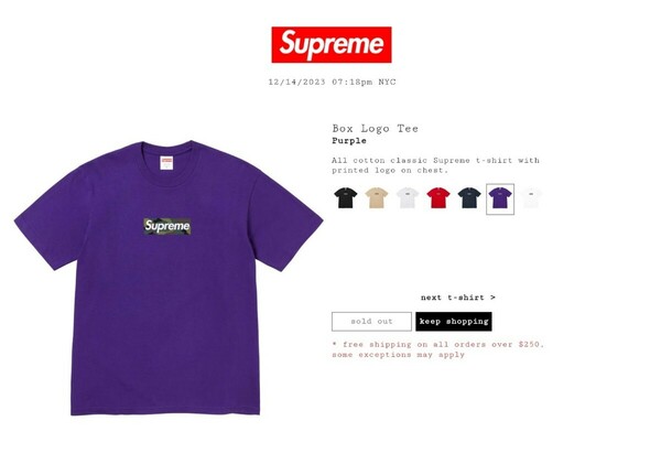 正規品 新品 未開封 FW23 Supreme Box Logo Tee シュプリーム ボックス ロゴ ティー シャツ Purple パープル Large ラージ