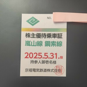 最新即決有　京福電鉄株主優待乗車証1枚