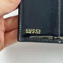 K5 GUCCI グッチ エナメル Wホック 二つ折り 財布 ブラック 黒 コンパクトウォレット イタリア製 エナメル 札入れ 小銭入れ_画像7