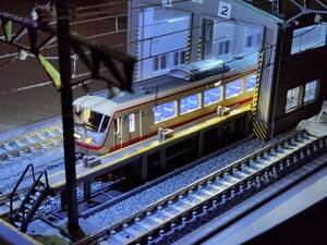 Nゲージジオラマ　複線電車庫３線ヤード車両基地展示台(照明あり)