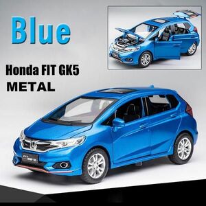 限定値下中【未使用/ブルー/ボタン電池付】HONDA フィット GK5 ミニカー【1/32スケール/ライト点灯