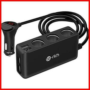 【セール中！特価！】 ★ブラック★ Te-Rich シガーソケット usb 車載充電器 ソケット 3連 4USBポート 最大6.8A/5V 急速充電 12V/24V車対応