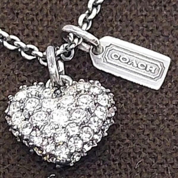 COACH ネックレス ピアス アクセサリー ジュエリー 　ハート ラインストーン　Heart 正規品 シルバー　 袋付　コーチ