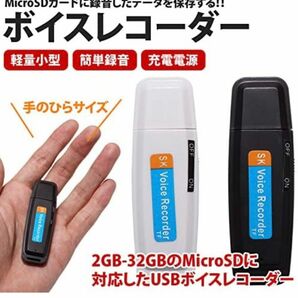 小型ボイスレコーダー ワンタッチ録音 MicroSDカード式