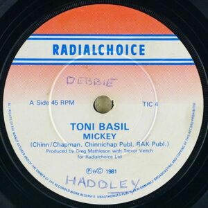 ■Toni Basil（トニー・バジル）｜Mickey（ミッキー） / Hanging Around ＜EP 1981年 UK盤＞TIC4