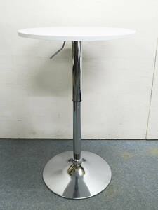726 昇降式 カウンターテーブル 丸テーブル 直径60cm カフェテーブル 天板回転式 ほぼ未使用品