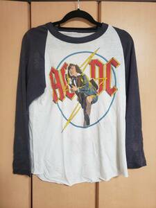 ACDC Tシャツ ヴィンテージ USED 白グレー M? (スウェット バンド ロック)