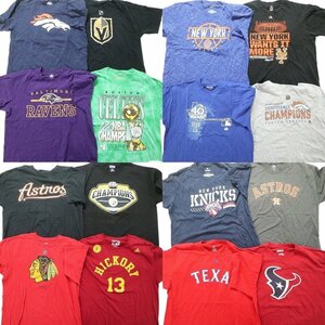 古着卸 まとめ売り プロチーム 半袖Tシャツ 16枚セット (メンズ XL ) ロゴプリント カレッジ NFL NBA NHL メジャー MS6244 1円スタート