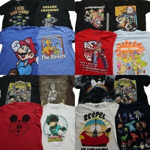 古着卸 まとめ売り キャラクター 半袖Tシャツ 16枚セット (メンズ M ) アニメ ディズニー ヒロアカ マリオ MS6828 1円スタート