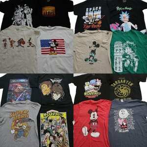 古着卸 まとめ売り キャラクター 半袖Tシャツ 16枚セット (メンズ M ) アニメ ディズニー ヒロアカ マリオ MS6829 1円スタート