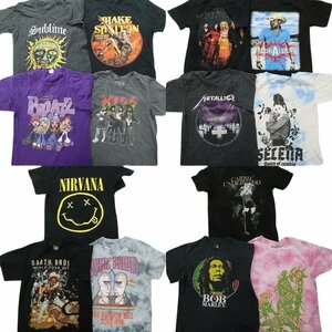 古着卸 まとめ売り 音楽・バンド 半袖Tシャツ 14枚セット (メンズ S ) タイダイ ボブマーリー ニルヴァーナ KISS MS5895 1円スタート