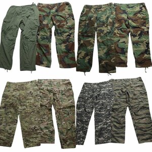  old clothes . set sale field pants . interval military 8 pieces set ( men's 2XL ) camouflage duck pattern MIX side pocket single color MS6277 1 jpy start 