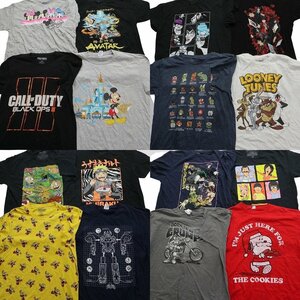 古着卸 まとめ売り キャラクター 半袖Tシャツ 16枚セット (メンズ L /M ) アニメ ディズニー ナルト ヒロアカ MS6826 1円スタート