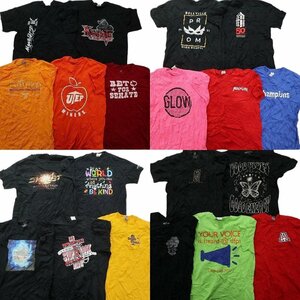 古着卸 まとめ売り カラーmix プリント 半袖Tシャツ 20枚セット (メンズ M ) ワンポイント 英字ロゴ イラスト MS5467 1円スタート