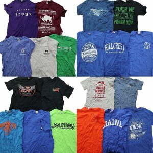 古着卸 まとめ売り カラーmix プリント 半袖Tシャツ 20枚セット (メンズ S ) ワンポイントロゴ ブルー系 英字プリント MS5556 1円スタート