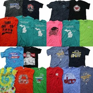 古着卸 まとめ売り カラーmix プリント 半袖Tシャツ 20枚セット (メンズ M ) タイダイ柄 プリント 英字プリント MS5554 1円スタート