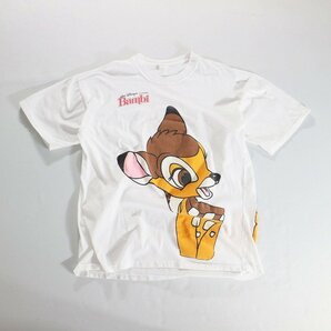 【SALE】F□90年代 UNKNOWN Disney Bamb ディズニー バンビ Tシャツ 半袖 イラスト キャラクター ホワイト 白 (Lサイズ相当) 中古 古着 k94の画像1