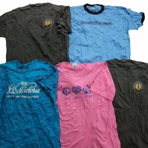 古着卸 まとめ売り カラーmix プリント 半袖Tシャツ 20枚セット (メンズ XL ) リンガーT ブラック系 イラスト ロゴ MS5875 1円スタートの画像2
