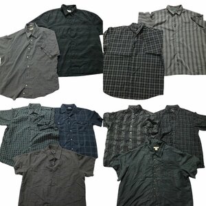 古着卸 まとめ売り チェック柄 半袖シャツ 10枚セット (メンズ XL /2XL /3XL ) ワンポイント 胸ポケット ベージュ 紺 MS8153 1円スタート