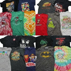 古着卸 まとめ売り カラーmix プリント 半袖Tシャツ 19枚セット (メンズ L ) キャラクター アニメ アメコミ タイダイ MS6474 1円スタート