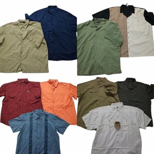 古着卸 まとめ売り 無地系 半袖シャツ 異素材MIX 10枚セット (メンズ 2XL /3XL ) ブラウン ブラック ホワイト MS8061 1円スタート