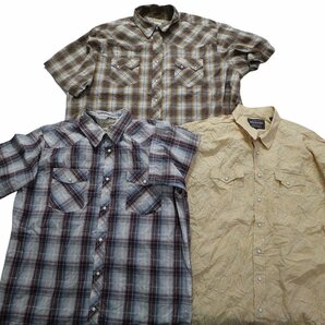 古着卸 まとめ売り ウエスタンシャツ半袖シャツ 10枚セット (メンズ 2XL /3XL ) カラーMIX ストライプチェック柄 無地 MS7781 1円スタートの画像3