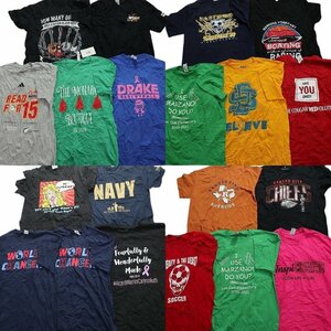 古着卸 まとめ売り カラーmix プリント 半袖Tシャツ 20枚セット (メンズ M ) イラスト 英字ロゴ ワンポイント NAVY MS5964 1円スタート