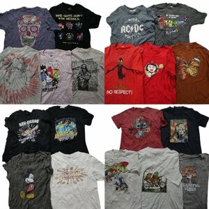 古着卸 まとめ売り カラーmix プリント 半袖Tシャツ 19枚セット (メンズ M ) キャラクター 音楽 バンド タイダイ MS6452 1円スタート