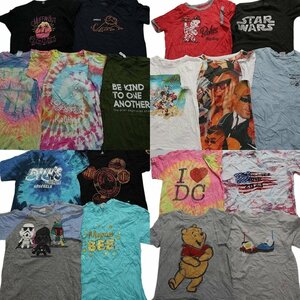 古着卸 まとめ売り カラーmix プリント 半袖Tシャツ 18枚 (メンズ S / M ) キャラクター タイダイ 映画 MS6432 1円スタート