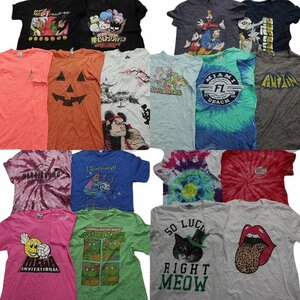 古着卸 まとめ売り カラーmix プリント 半袖Tシャツ 18枚セット (メンズ S ) アニマル タイダイ キャラクター MS6433 1円スタート