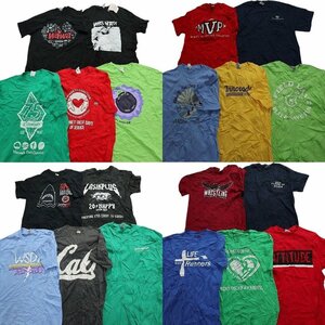 古着卸 まとめ売り カラーmix プリント 半袖Tシャツ 20枚セット (メンズ S / M) イラスト 英字ロゴ ワンポイント MS5724 1円スタート