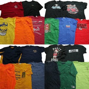 古着卸 まとめ売り カラーmix プリント 半袖Tシャツ 20枚セット (メンズ 2XL ) ビックサイズ カジュアル 無地 丸首 MS86111円スタート