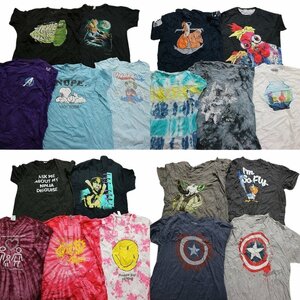 古着卸 まとめ売り カラーMix プリント 半袖Tシャツ 19枚セット (メンズ XL ) タイダイ キャラクター マーベル人物 MS6564 1円スタート