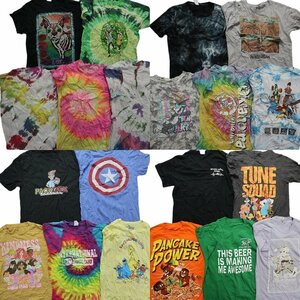 古着卸 まとめ売り カラーMix プリント 半袖Tシャツ 20枚セット (メンズ S ) アニメ キャラクター タイダイ 大判 MS6679 1円スタート