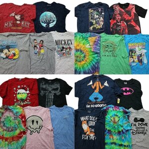 古着卸 まとめ売り カラーMix プリント 半袖Tシャツ 20枚セット (メンズ XL ) アニメ キャラクター タイダイ 大判 MS6852 1円スタート