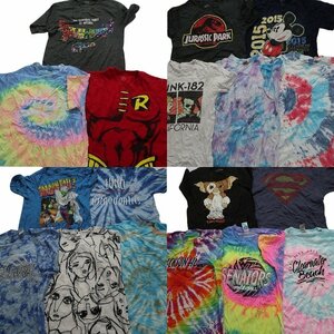 古着卸 まとめ売り カラーMix プリント 半袖Tシャツ 18枚セット (メンズ M ) アニメ キャラクター タイダイ 大判 MS6893 1円スタート