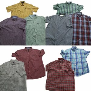 古着卸 まとめ売り チャップス 半袖シャツ 10枚セット (メンズ XL /2XL ) チェック柄 ワンポイント 赤 黄色 緑 青 MS7882 1円スタート