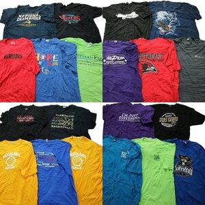 古着卸 まとめ売り カラーmix プリント 半袖Tシャツ 20枚セット (メンズ 3XL ) 英字ロゴ　無地　アニマル　大判 MS8657 1円スタート