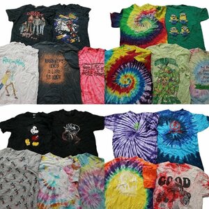 古着卸 まとめ売り カラーMix プリント 半袖Tシャツ 19枚セット (メンズ L ) キャラクター ディズニー タイダイ MS7712 1円スタート