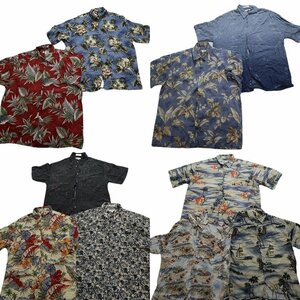  old clothes . set sale Pierre Cardin aloha shirt short sleeves shirt 10 pieces set ( men's XL ) leaf pattern floral print MS8461 1 jpy start 