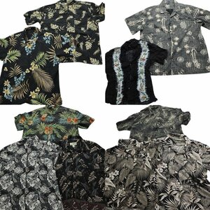  old clothes . set sale .. material ( rayon, silk etc. ) aloha shirt short sleeves shirt 10 pieces set ( men's XL ) black floral print MS8337 1 jpy start 