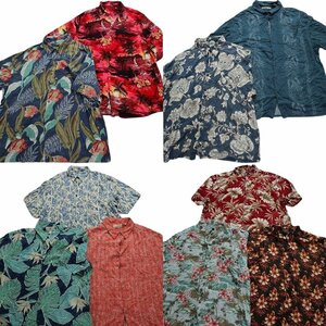 古着卸 まとめ売り レーヨン系 アロハシャツ 半袖シャツ 10枚セット (メンズ 2XL ) 花柄　ハイビスカス　 MS8622 1円スタート