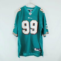 SALE///// Reebok リーボック NFL マイアミ・ドルフィンズ 半袖 ゲームシャツ プロチーム アメフト グリーン ( メンズ XL ) N2960_画像1