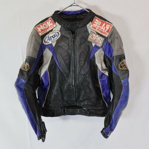 BELSTAFF レザーレーシングジャケット モーターサイクル 走行用 バイカーウェア ブラック×ブルー ( メンズ 42 ) M7278 1円スタート